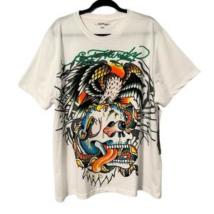 Y2K Ed Hardy Tattoo Snake Skull Eagle Print T-Shirt